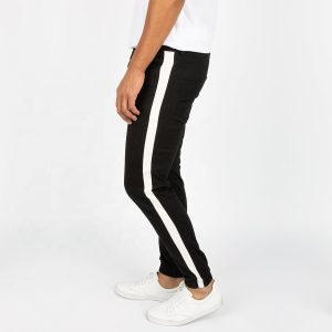 Men's Side Stripe Gym Fitness Winter Denim Cotton Joggers